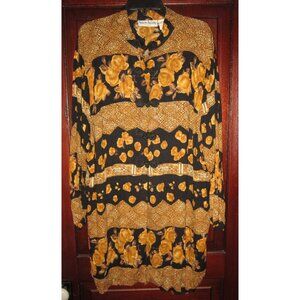 Sharon Anthony Woman Plus 20W Kimono Tunic Blouse Duster Jacket Ethnic Print USA